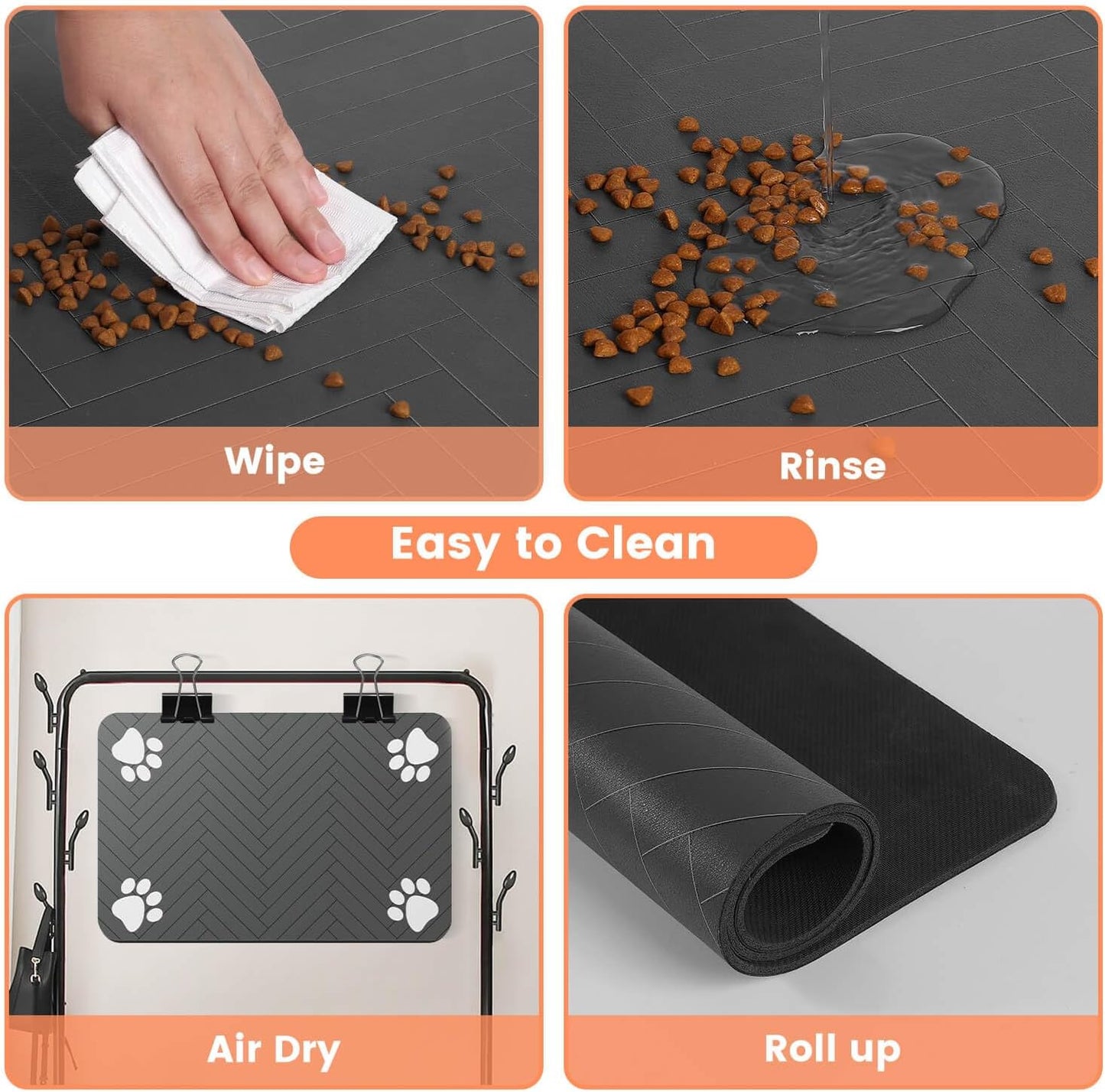 Pet Feeding Mat – Waterproof Bowl Placemat for Dogs & Cats 12"x20"