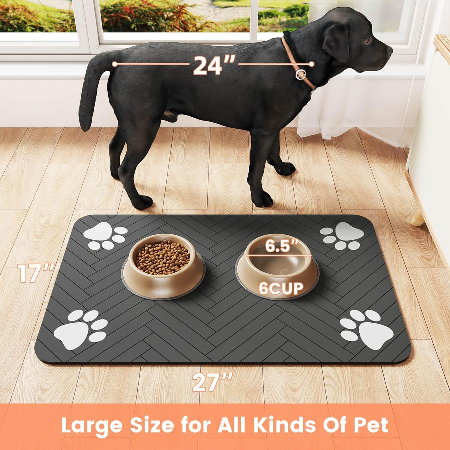 Pet Feeding Mat – Waterproof Bowl Placemat for Dogs & Cats 12"x20"