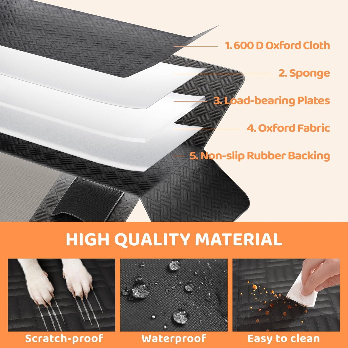 Seat Cover with Hard Bottom – Back Seat Extender & Hammock